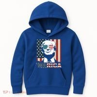 Merica Trump 4th Of July American Flag Republican Kids Hoodie thumb 0