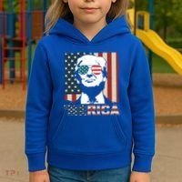 Merica Trump 4th Of July American Flag Republican Kids Hoodie thumb 3