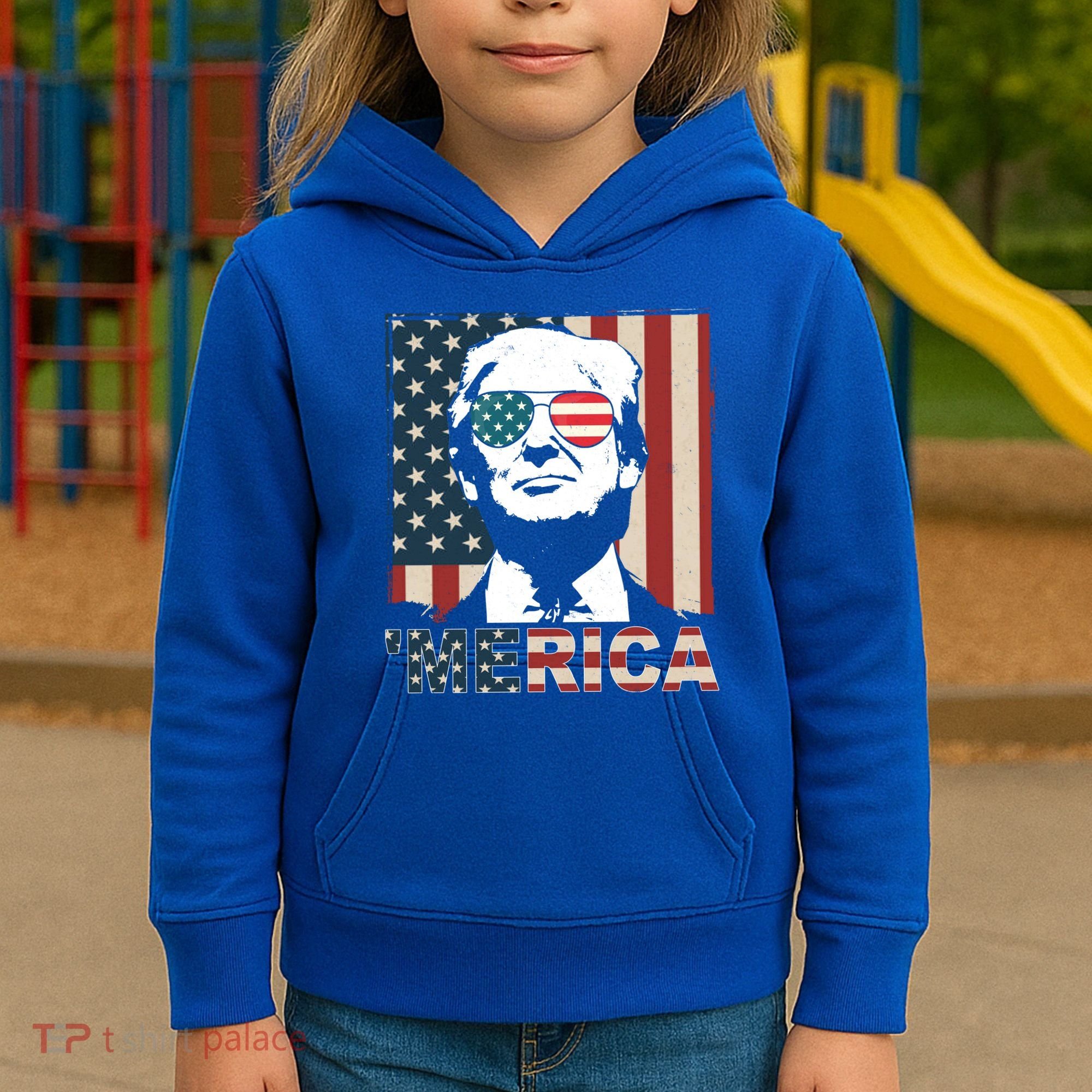 Merica Trump 4th Of July American Flag Republican Kids Hoodie