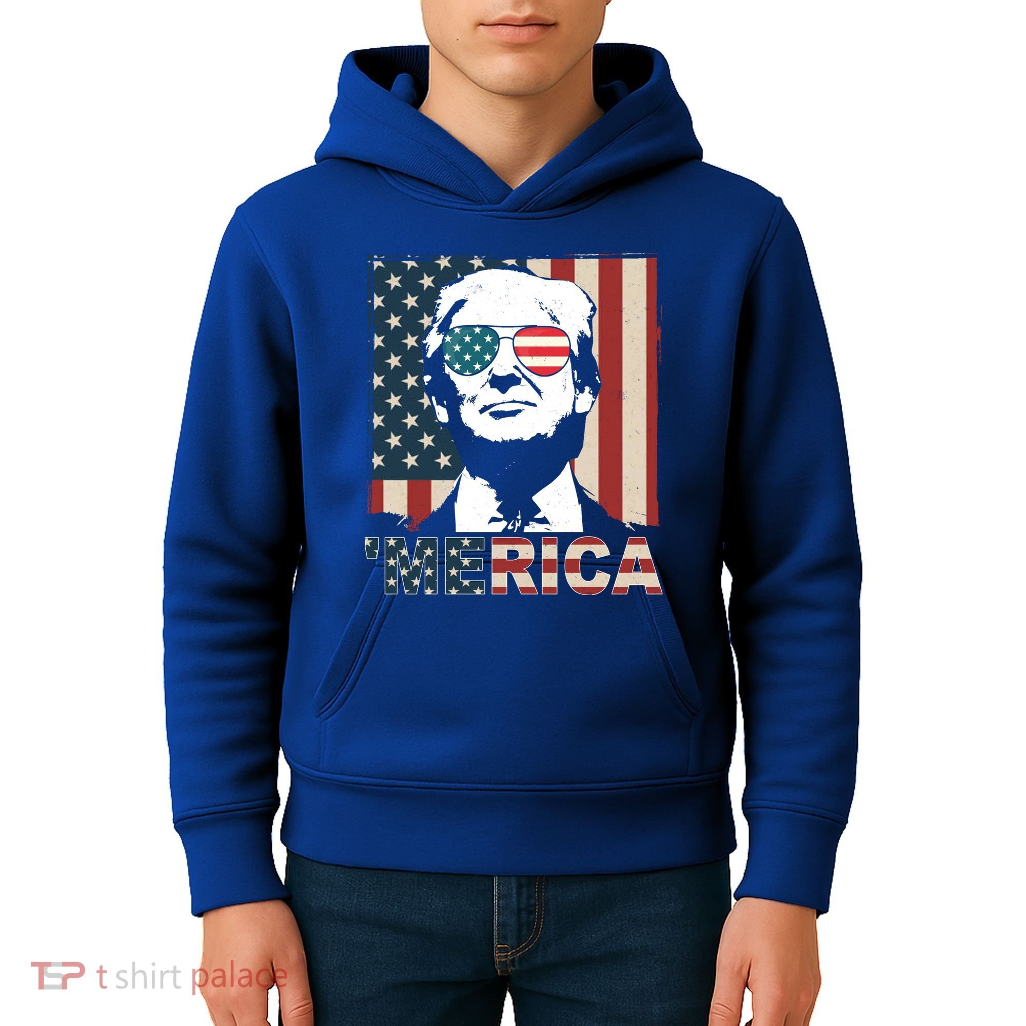 Merica Trump 4th Of July American Flag Republican Kids Hoodie