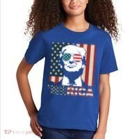 Merica Trump 4th Of July American Flag Republican Kids T-Shirt thumb 2
