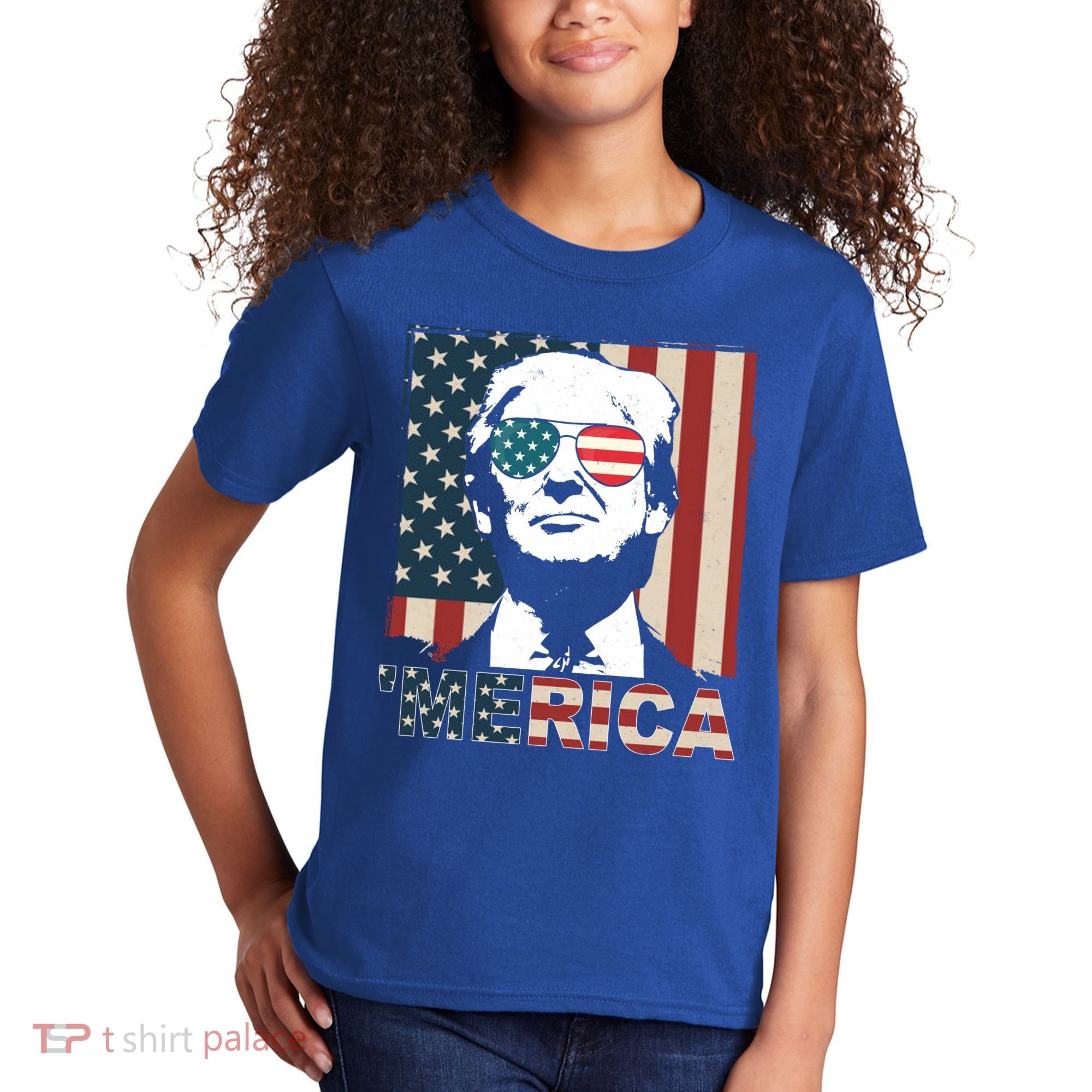 Merica Trump 4th Of July American Flag Republican Kids T-Shirt