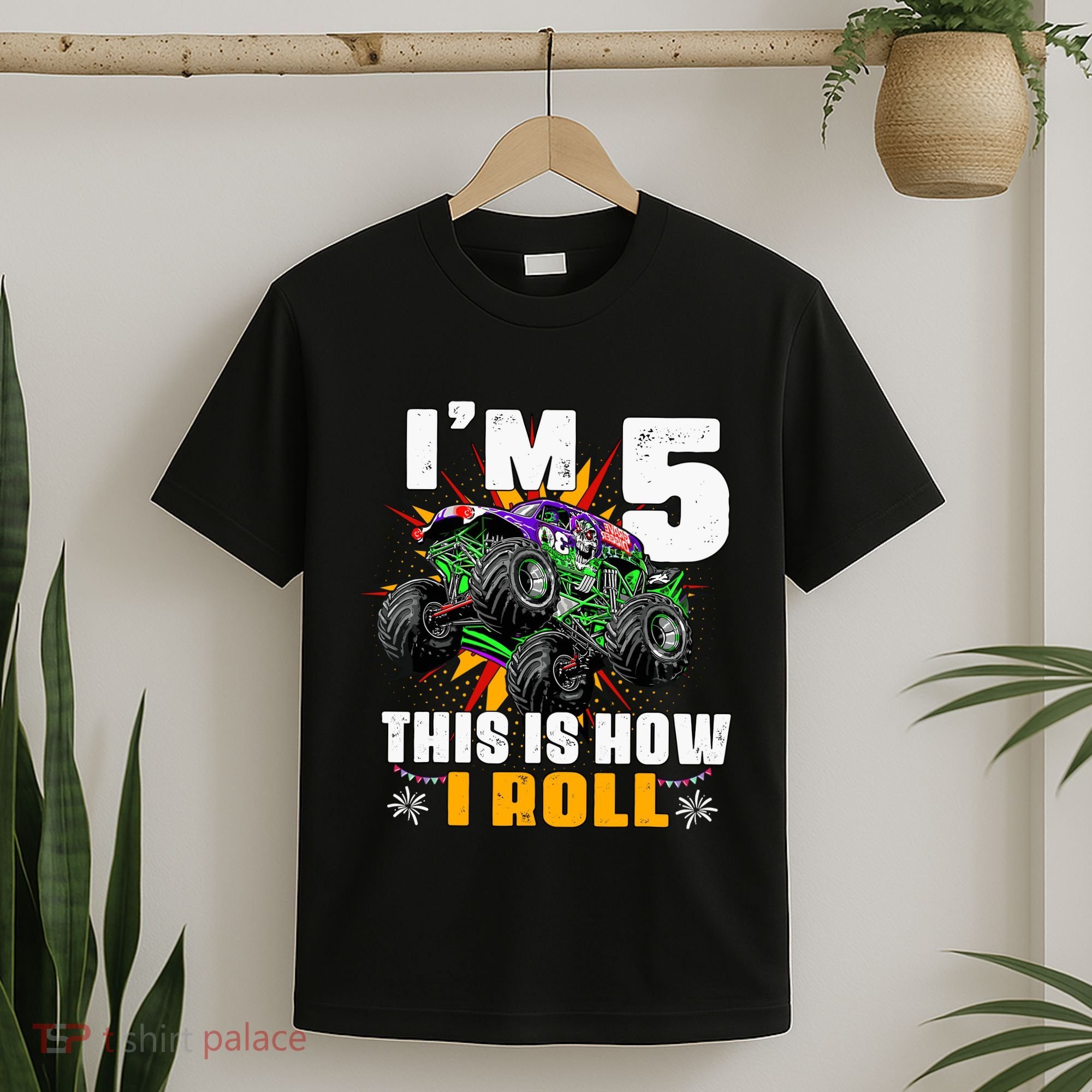 Monster Trucks 5th Birthday Party Five Years T-Shirt