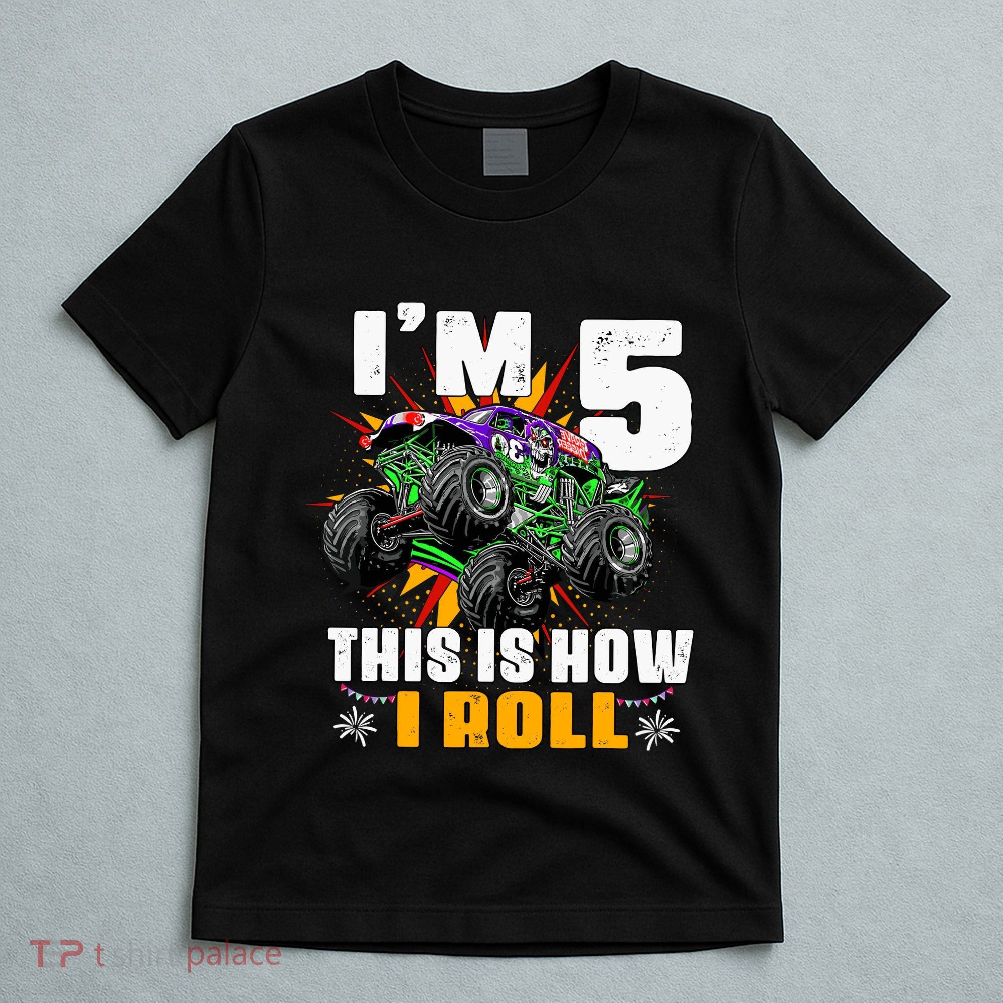 Monster Trucks 5th Birthday Party Five Years T-Shirt