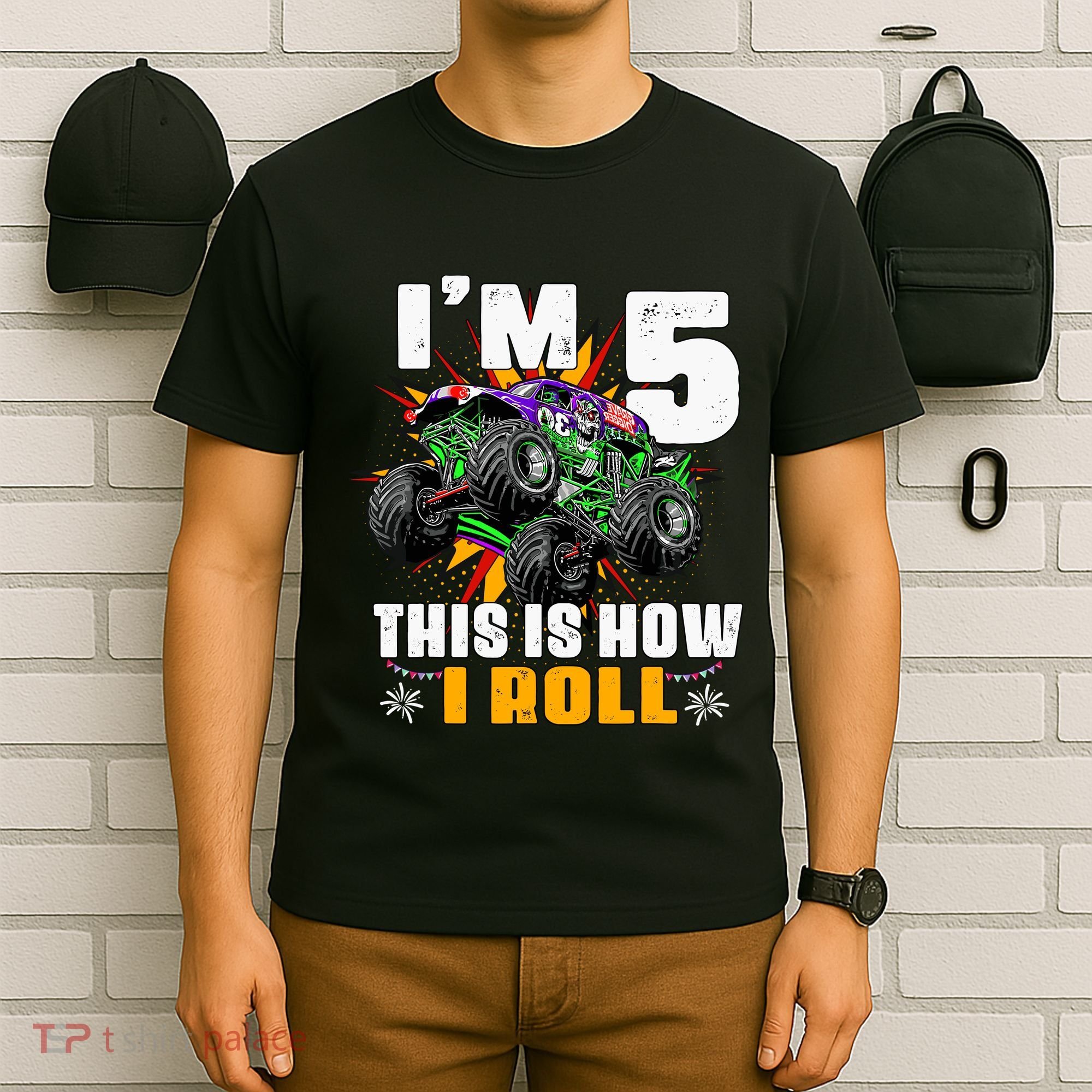 Monster Trucks 5th Birthday Party Five Years T-Shirt