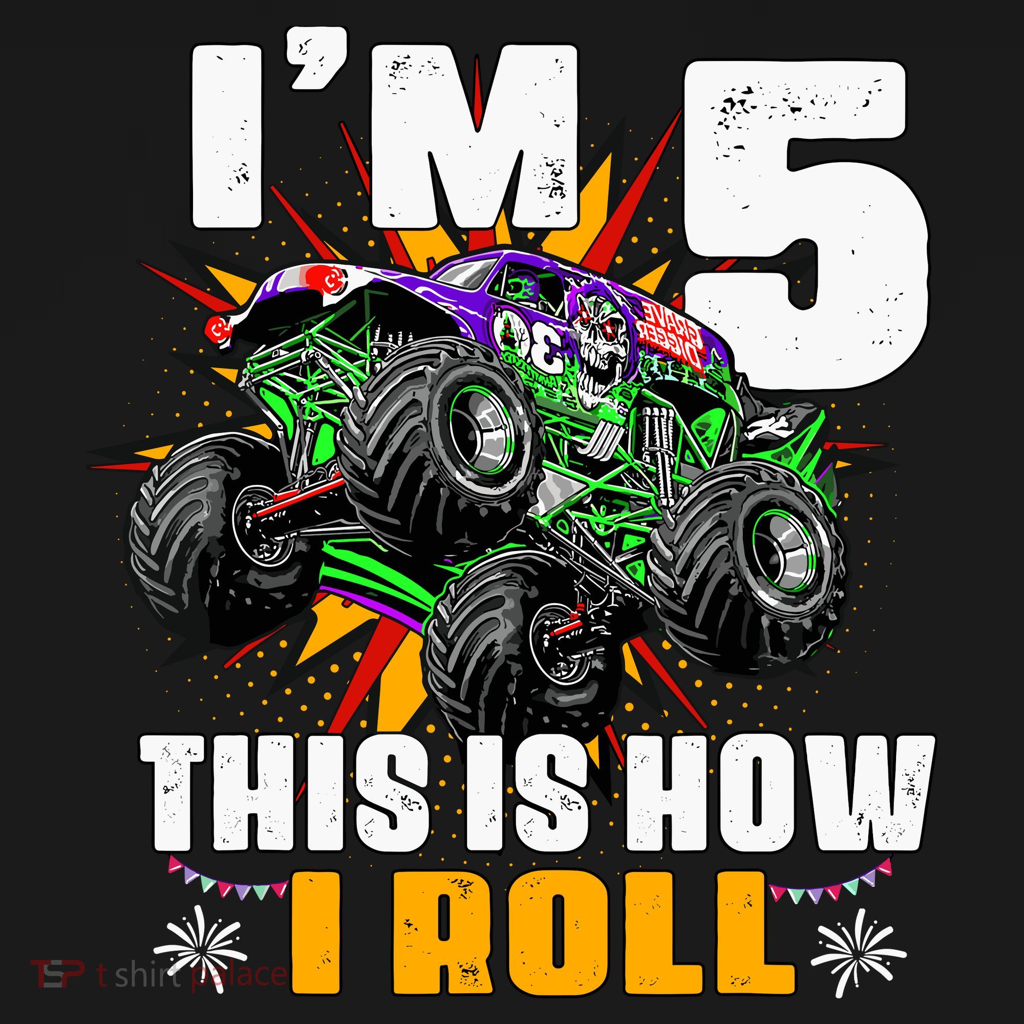 Monster Trucks 5th Birthday Party Five Years Women's Hoodie