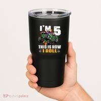 Monster Trucks 5th Birthday Party Five Years Tumbler thumb 2