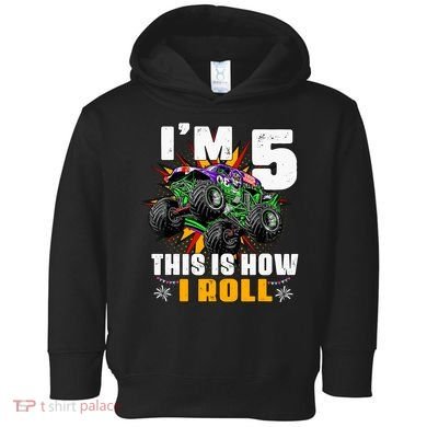 Monster Trucks 5th Birthday Party Five Years Toddler Hoodie