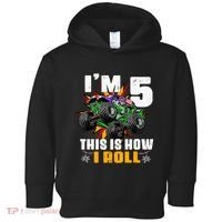 Monster Trucks 5th Birthday Party Five Years Toddler Hoodie thumb 0