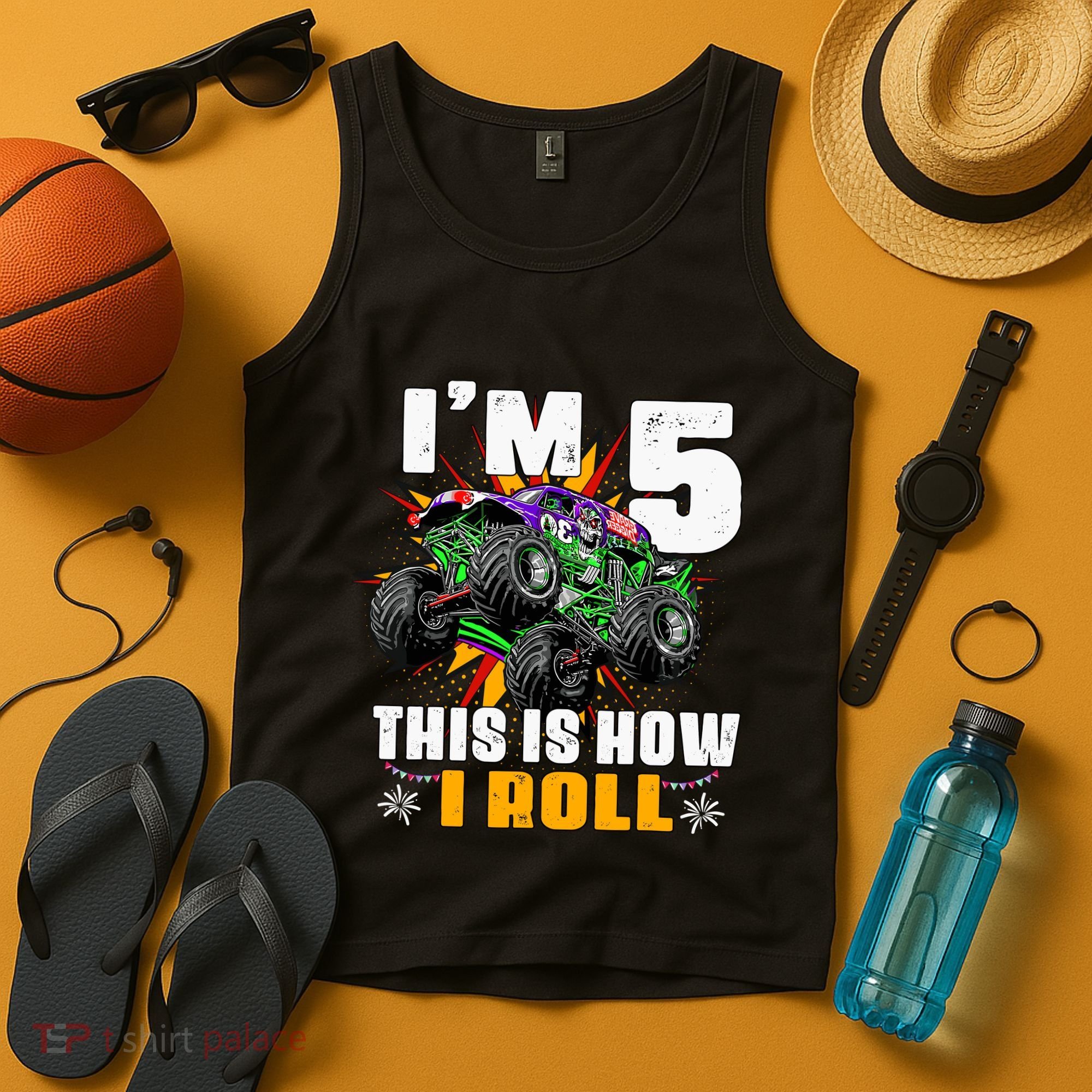 Monster Trucks 5th Birthday Party Five Years Tank Top