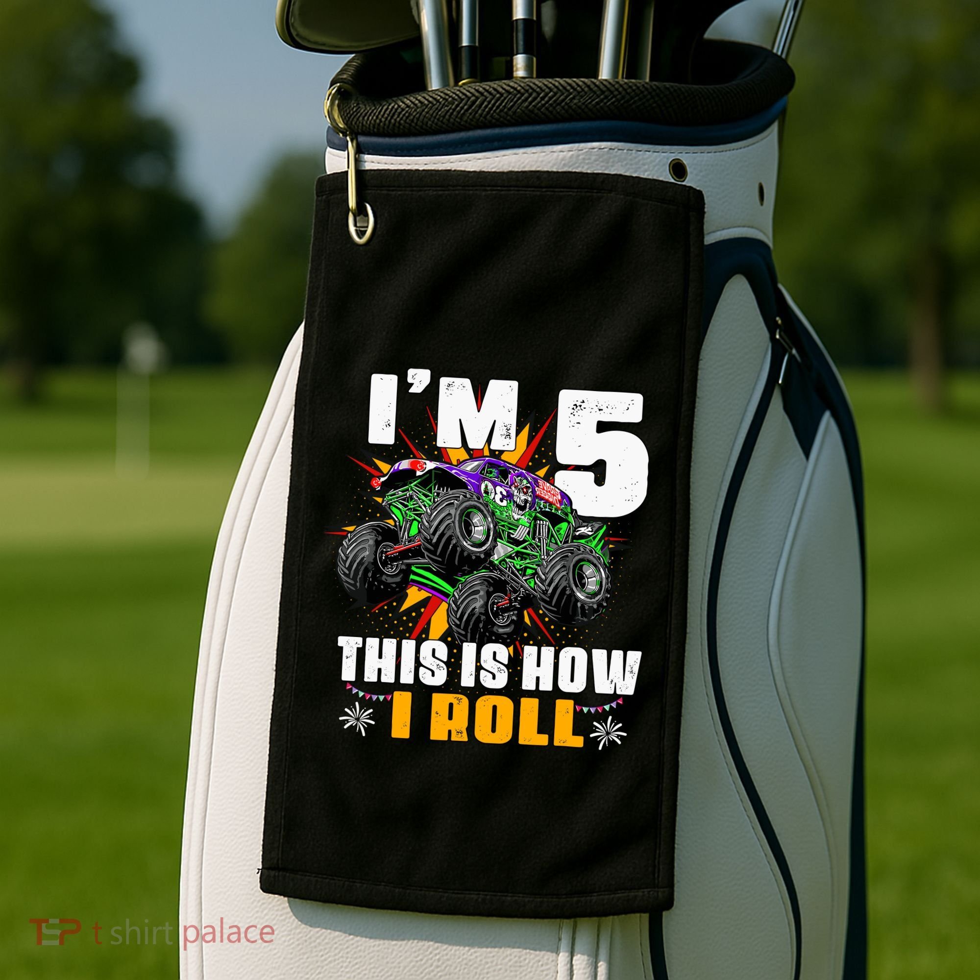 Monster Trucks 5th Birthday Party Five Years Golf Towel