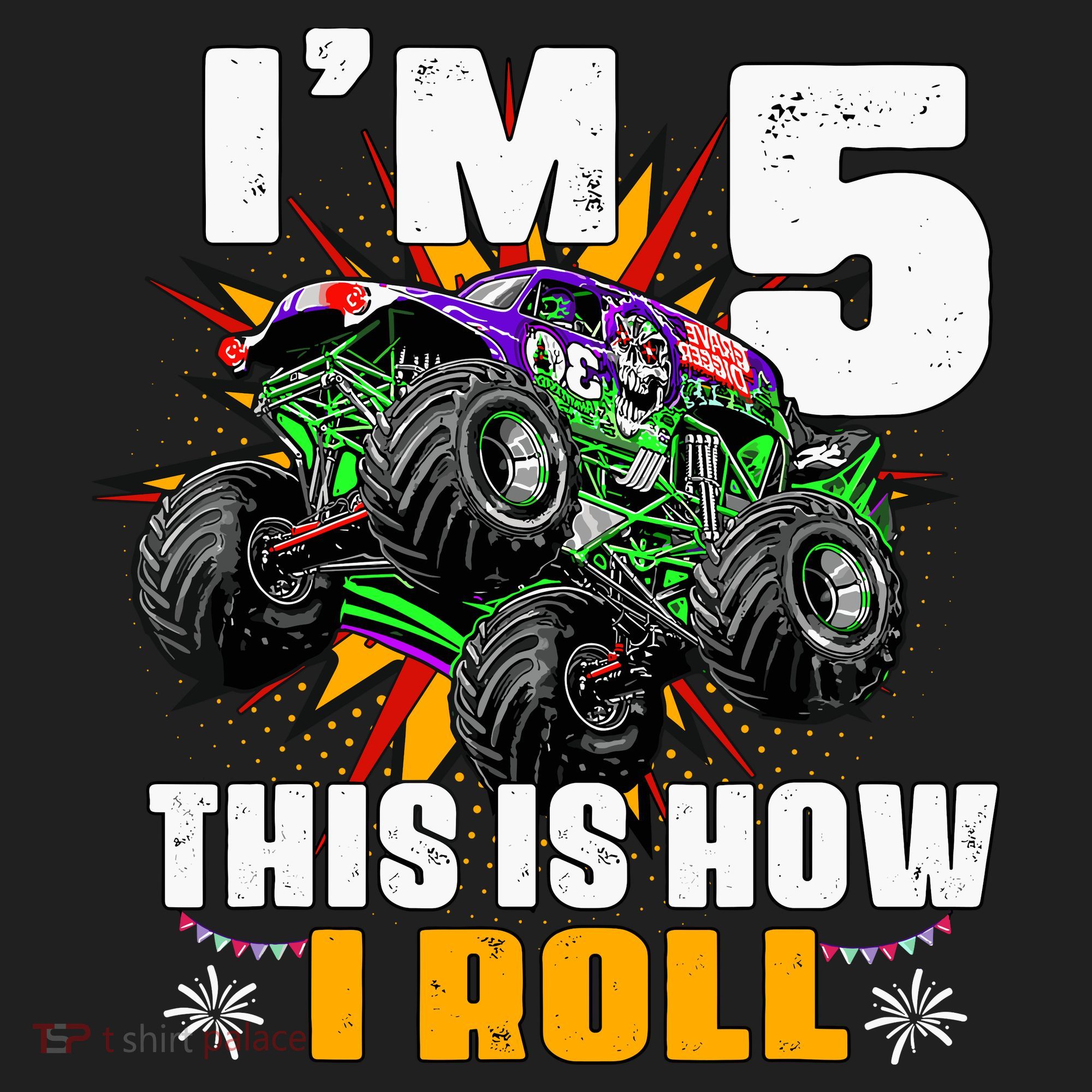 Monster Trucks 5th Birthday Party Five Years Golf Towel