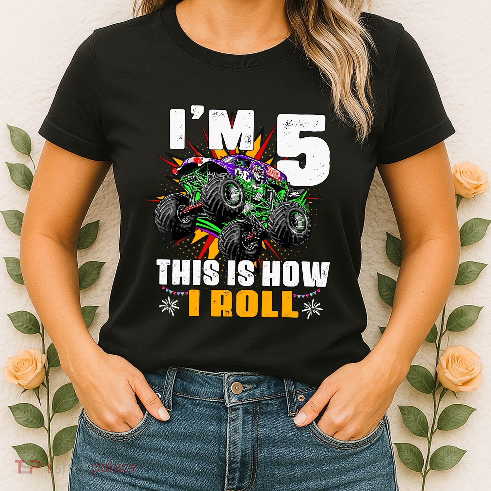 Monster Trucks 5th Birthday Party Five Years Women's T-Shirt