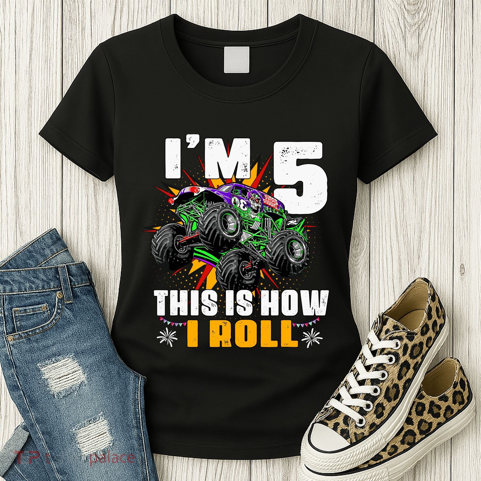 Monster Trucks 5th Birthday Party Five Years Women's T-Shirt