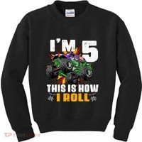 Monster Trucks 5th Birthday Party Five Years Kids Sweatshirt thumb 0