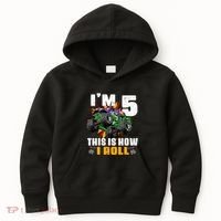 Monster Trucks 5th Birthday Party Five Years Kids Hoodie thumb 0