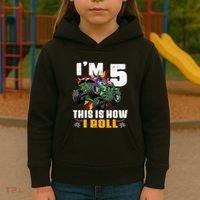 Monster Trucks 5th Birthday Party Five Years Kids Hoodie thumb 3