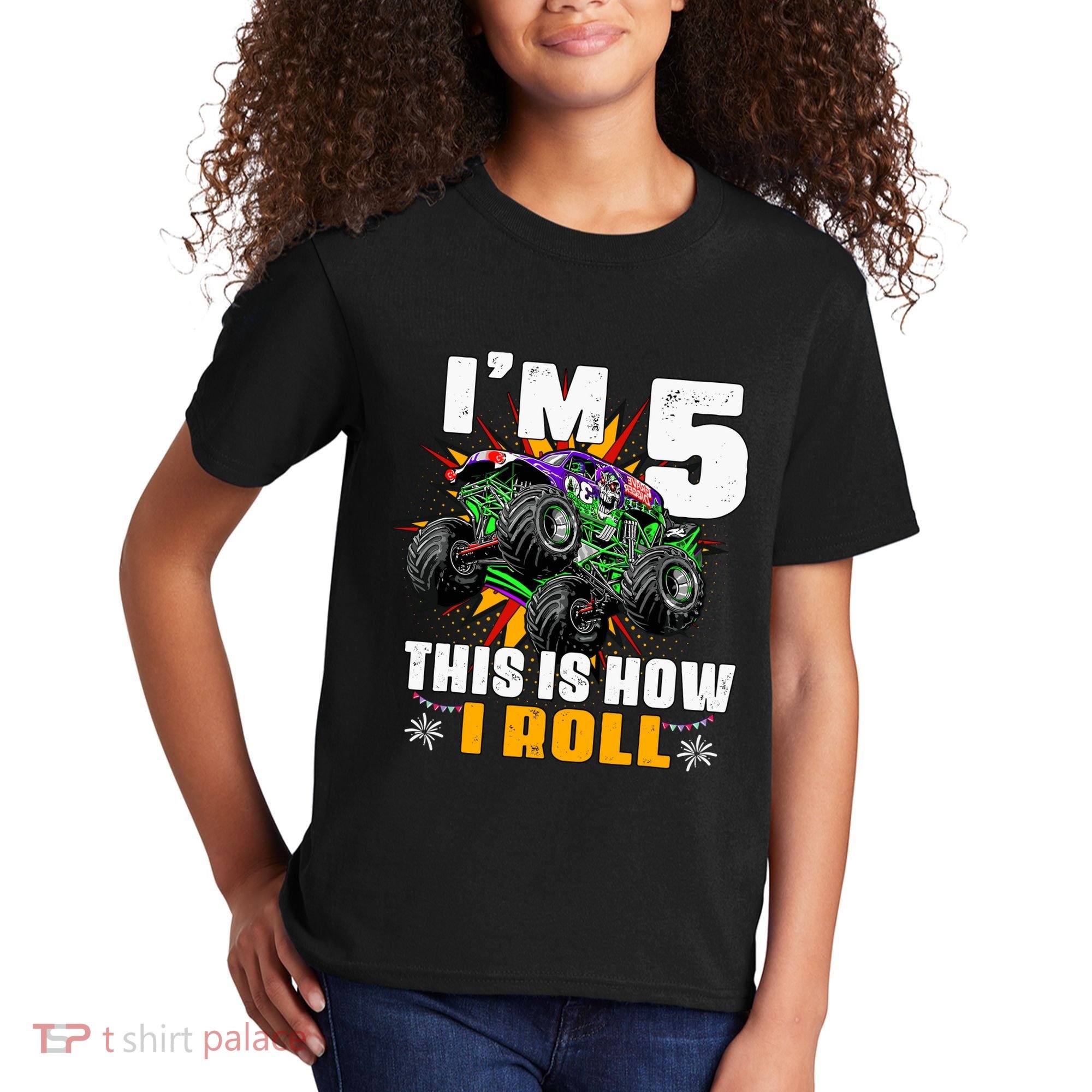 Monster Trucks 5th Birthday Party Five Years Kids T-Shirt