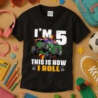 Monster Trucks 5th Birthday Party Five Years Kids T-Shirt thumb 3