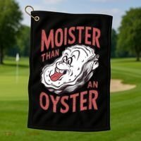 Moister Than An Oyster Funny Shucking Shellfish Shucker Golf Towel thumb 1