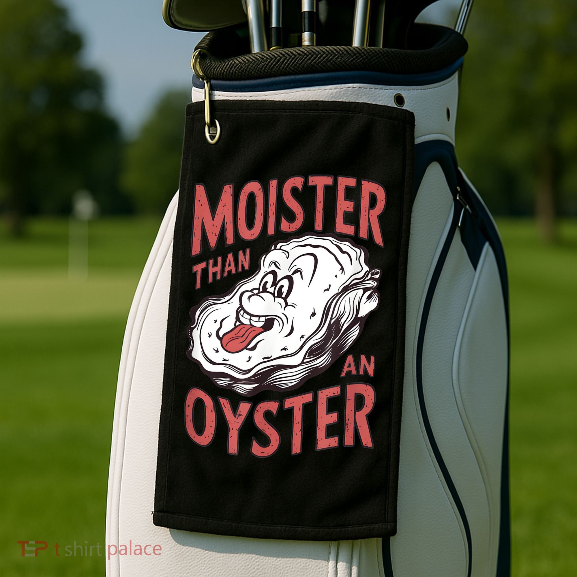 Moister Than An Oyster Funny Shucking Shellfish Shucker Golf Towel