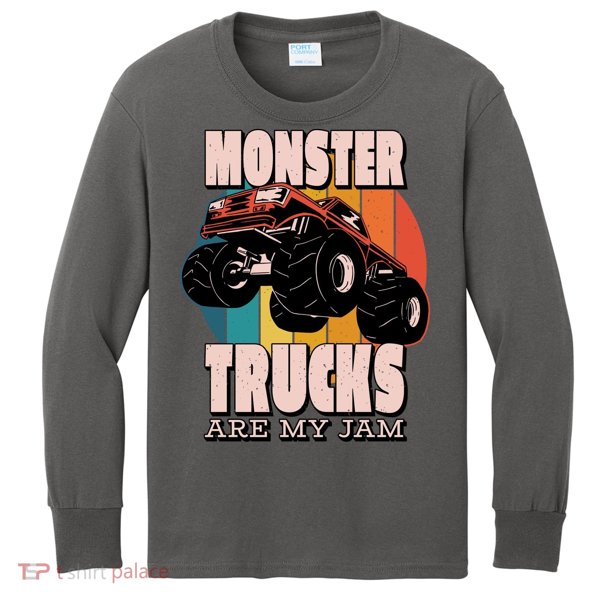 Monster Trucks Are My Jam Kids Long Sleeve Shirt