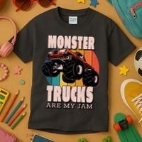 Monster Trucks Are My Jam Kids T-Shirt thumb 3