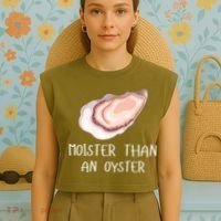 Moister Than An Oyster Shucking Funny Shellfish Shucker Garment-Dyed Women's Muscle Tee thumb 4