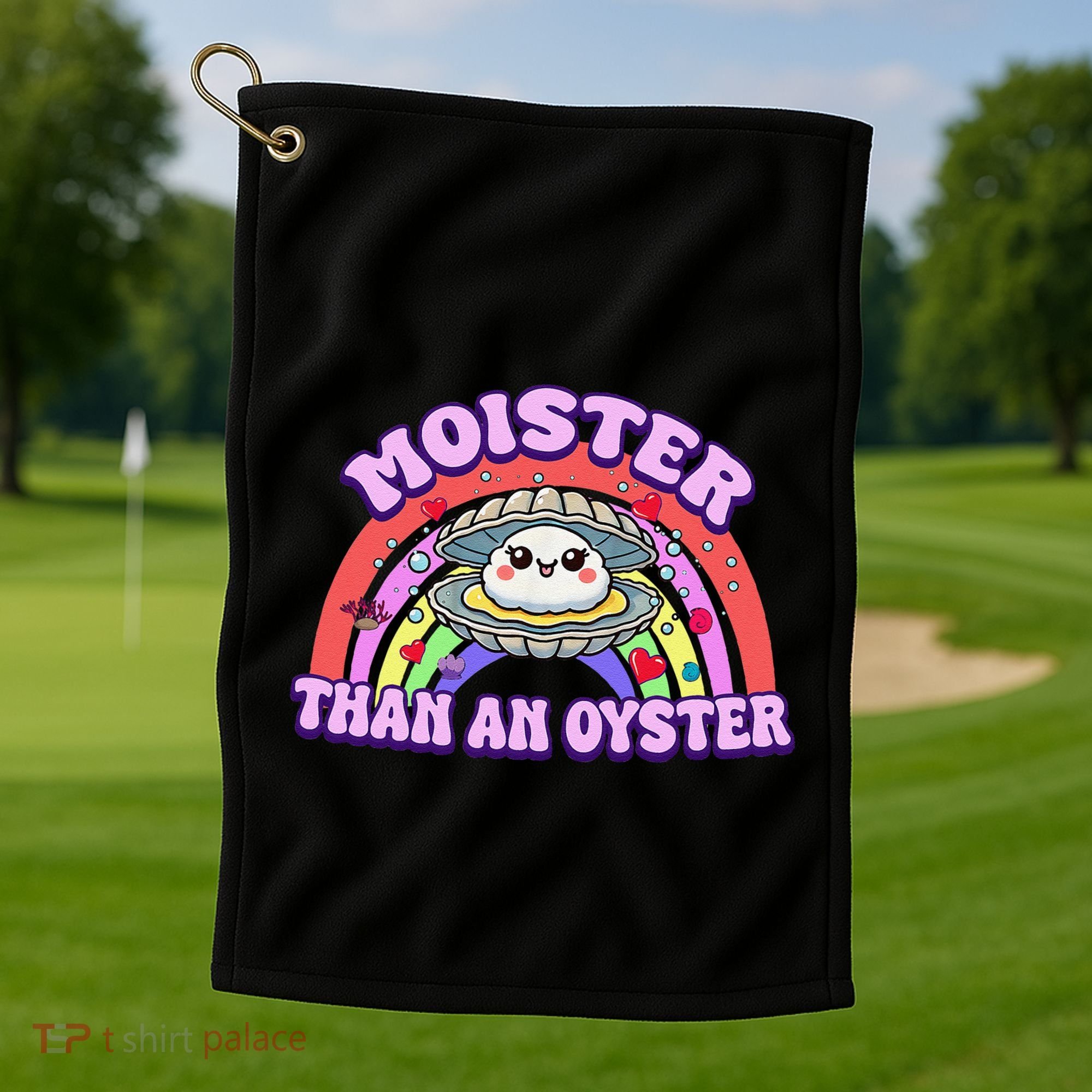 Moister Than An Oyster Funny Shellfish Seafood Gift Golf Towel