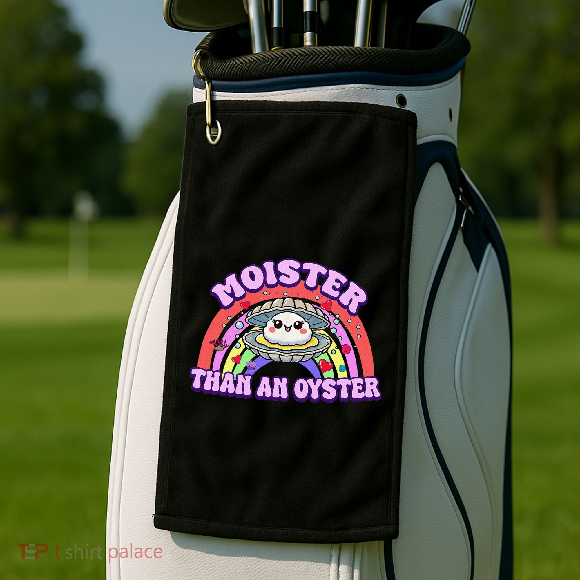 Moister Than An Oyster Funny Shellfish Seafood Gift Golf Towel