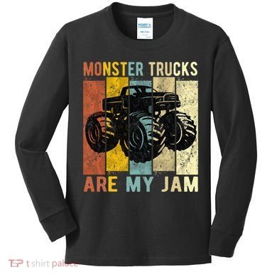 Monster Truck Are My Jam Kids Long Sleeve Shirt