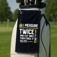 Measure Twice And Cut Once Funny Woodworking Golf Towel thumb 2