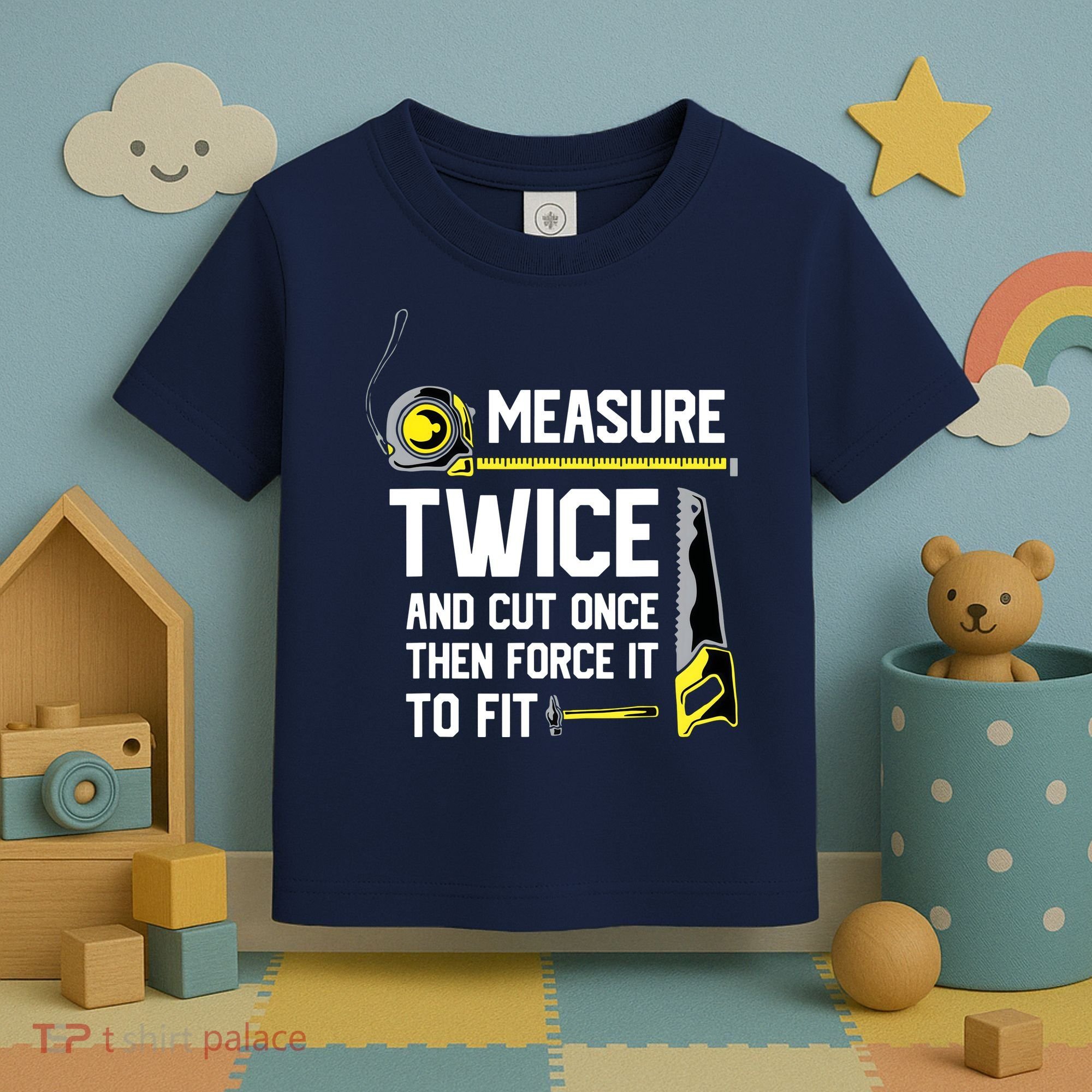 Measure Twice And Cut Once Funny Woodworking Toddler T-Shirt