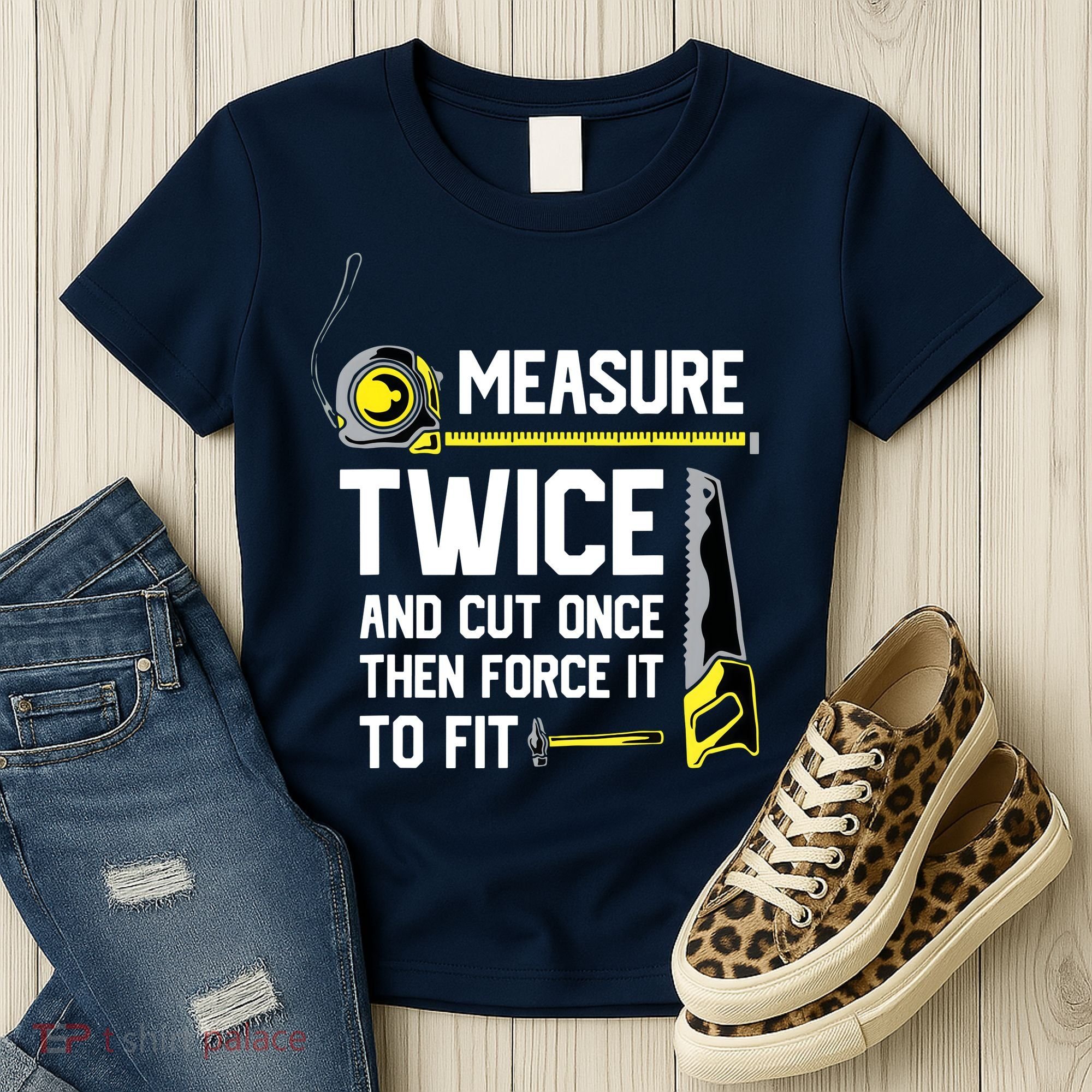 Measure Twice And Cut Once Funny Woodworking Women's T-Shirt