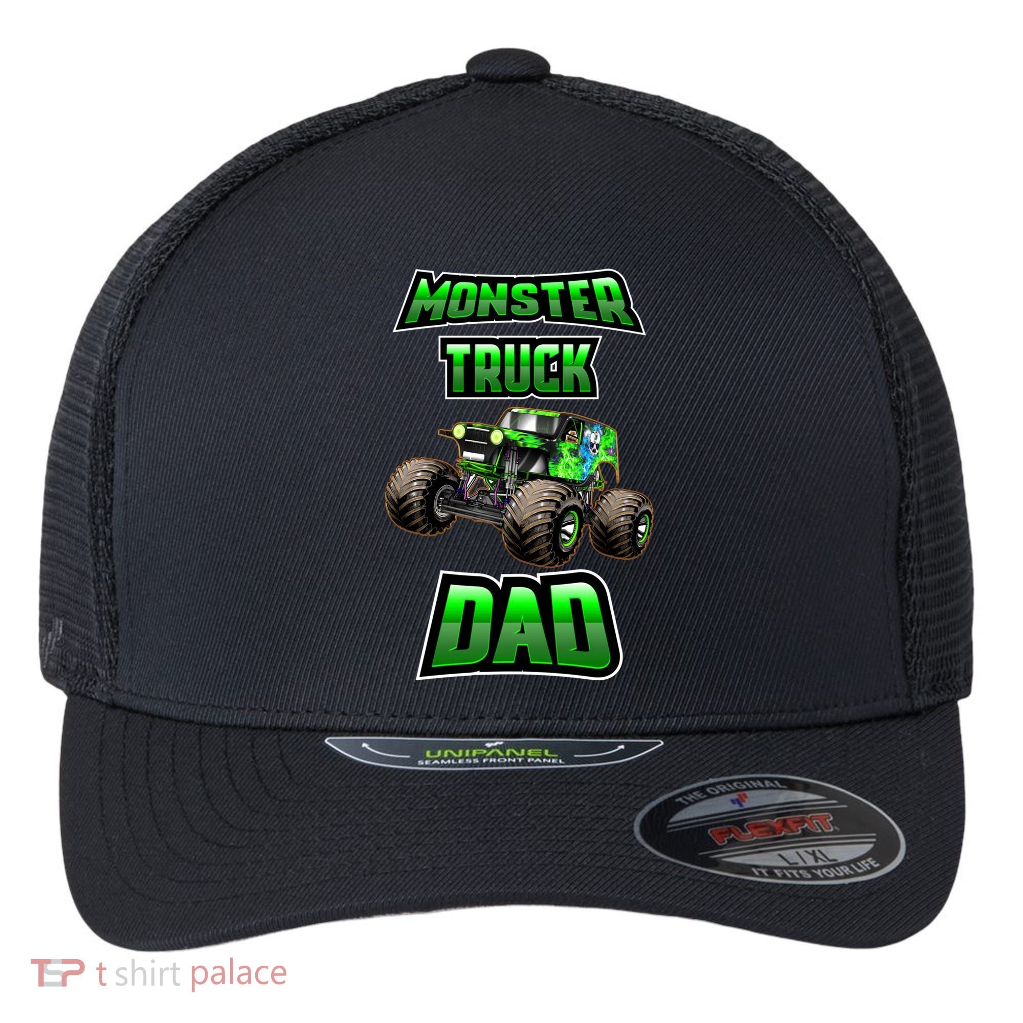 Monster Trucks Are My Jam Monster Truck Dad Flexfit Unipanel Trucker Cap