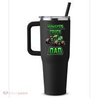Monster Trucks Are My Jam Monster Truck Dad 40oz Vacuum Insulated Stainless Steel Travel Tumbler thumb 2