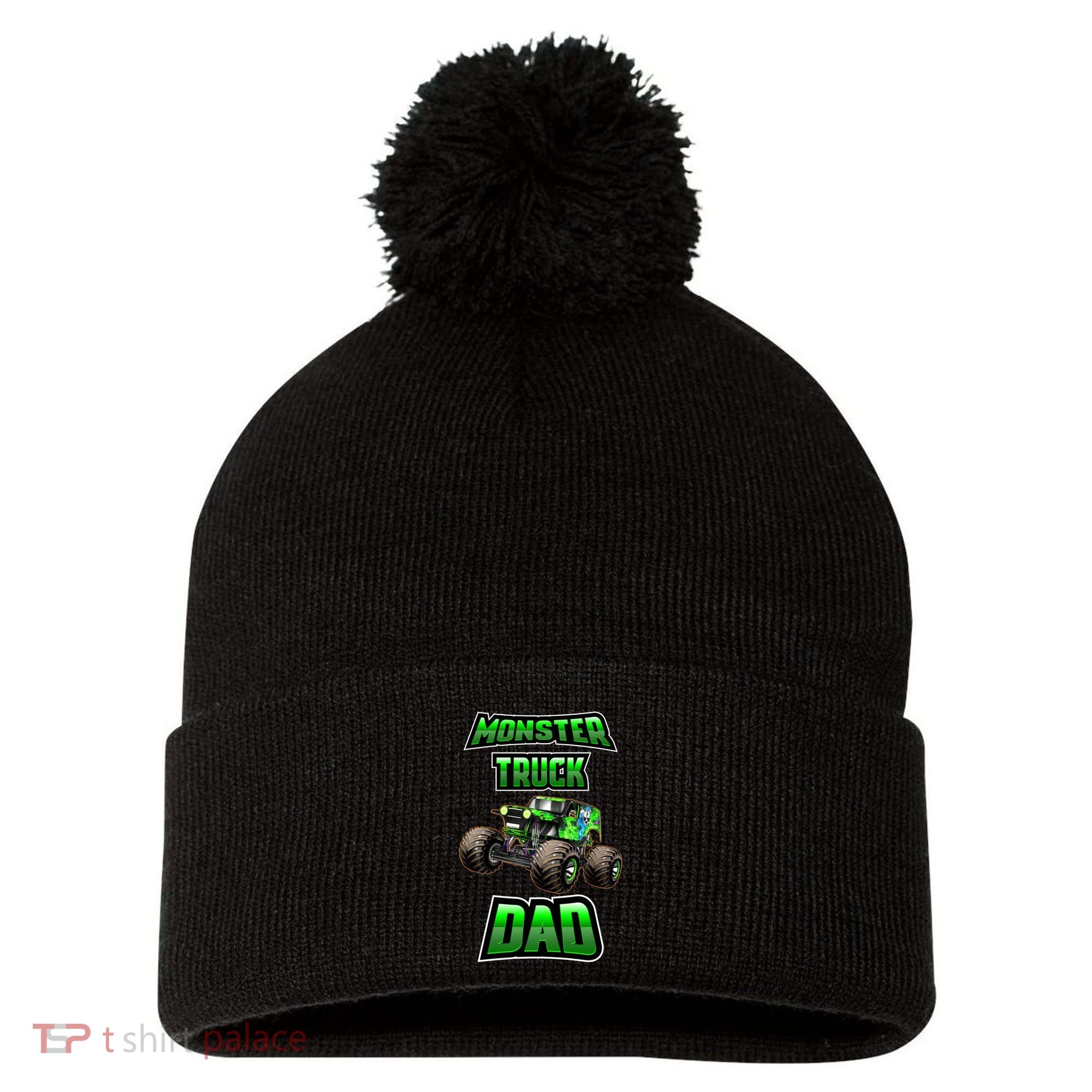 Monster Trucks Are My Jam Monster Truck Dad Pom Pom 12in Knit Beanie