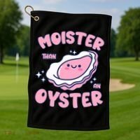 Moister Than An Oyster Inappropriate Shellfish Funny Raunchy Golf Towel thumb 1