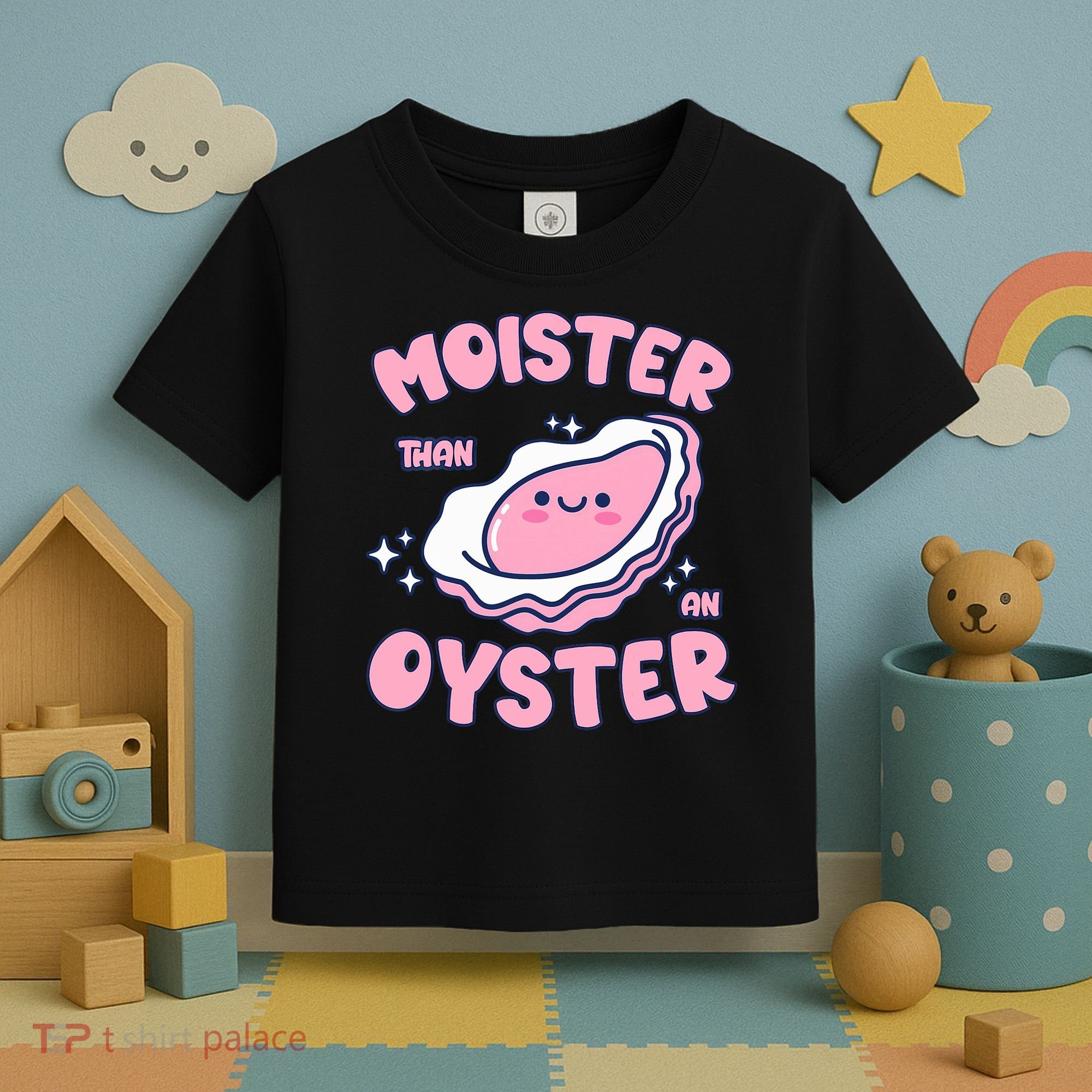 Moister Than An Oyster Inappropriate Shellfish Funny Raunchy Toddler T-Shirt