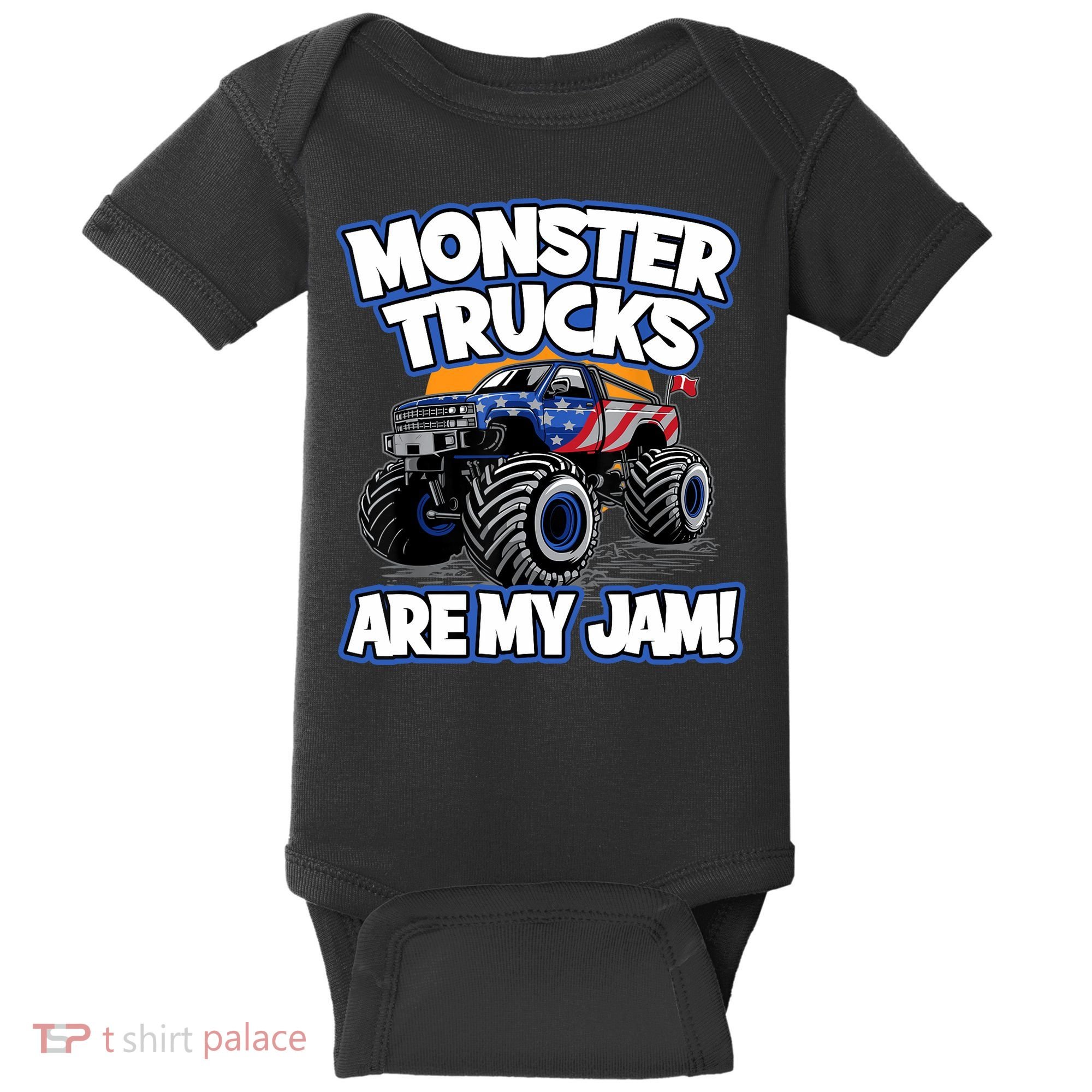 Monster Trucks Are My Jam Boy's Monster Truck Baby Bodysuit