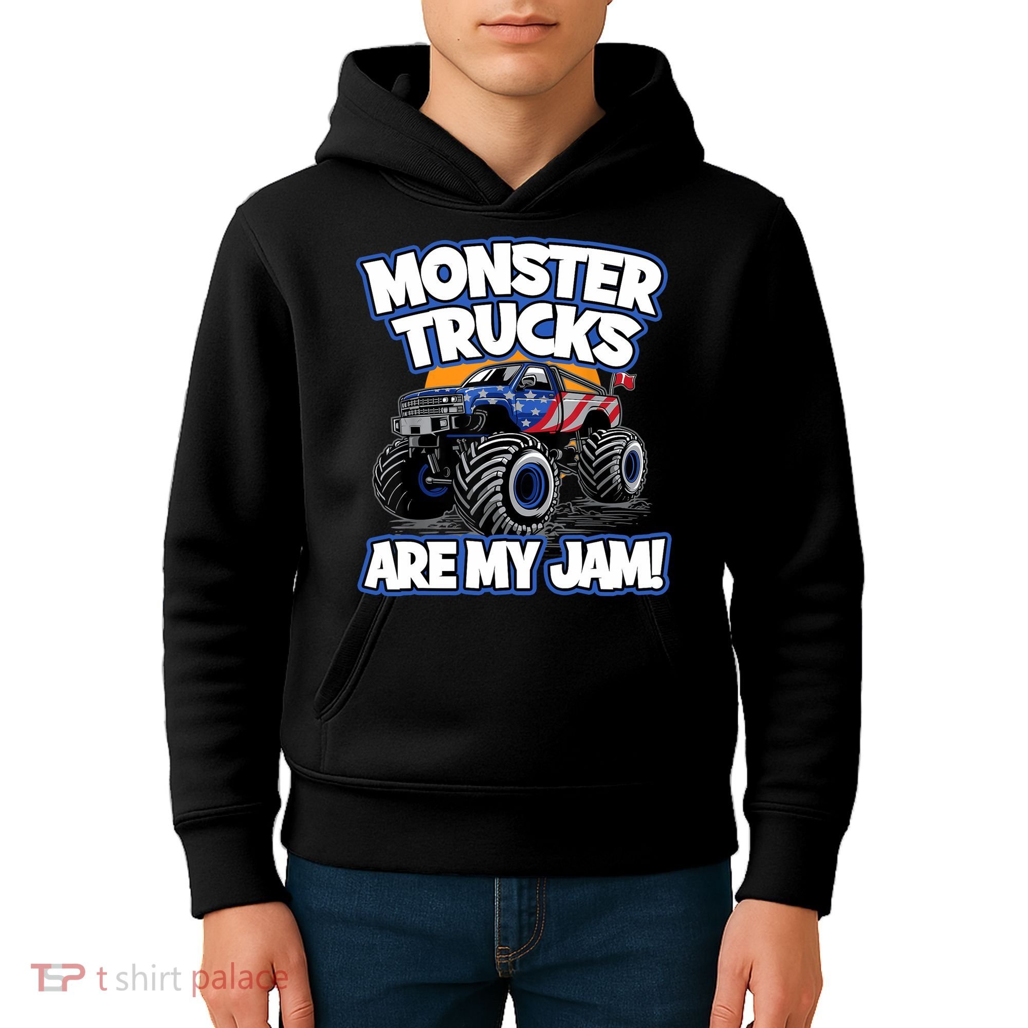 Monster Trucks Are My Jam Boy's Monster Truck Kids Hoodie