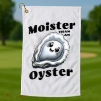 Moister Than An Oyster Funny Shucking Shellfish Seafood Golf Towel thumb 1