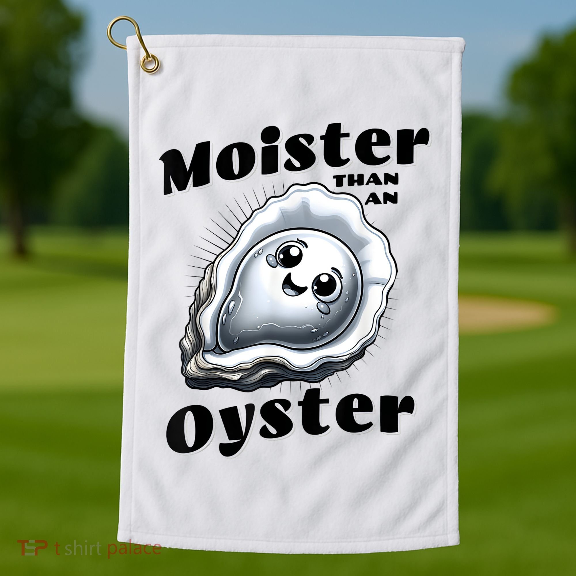 Moister Than An Oyster Funny Shucking Shellfish Seafood Golf Towel