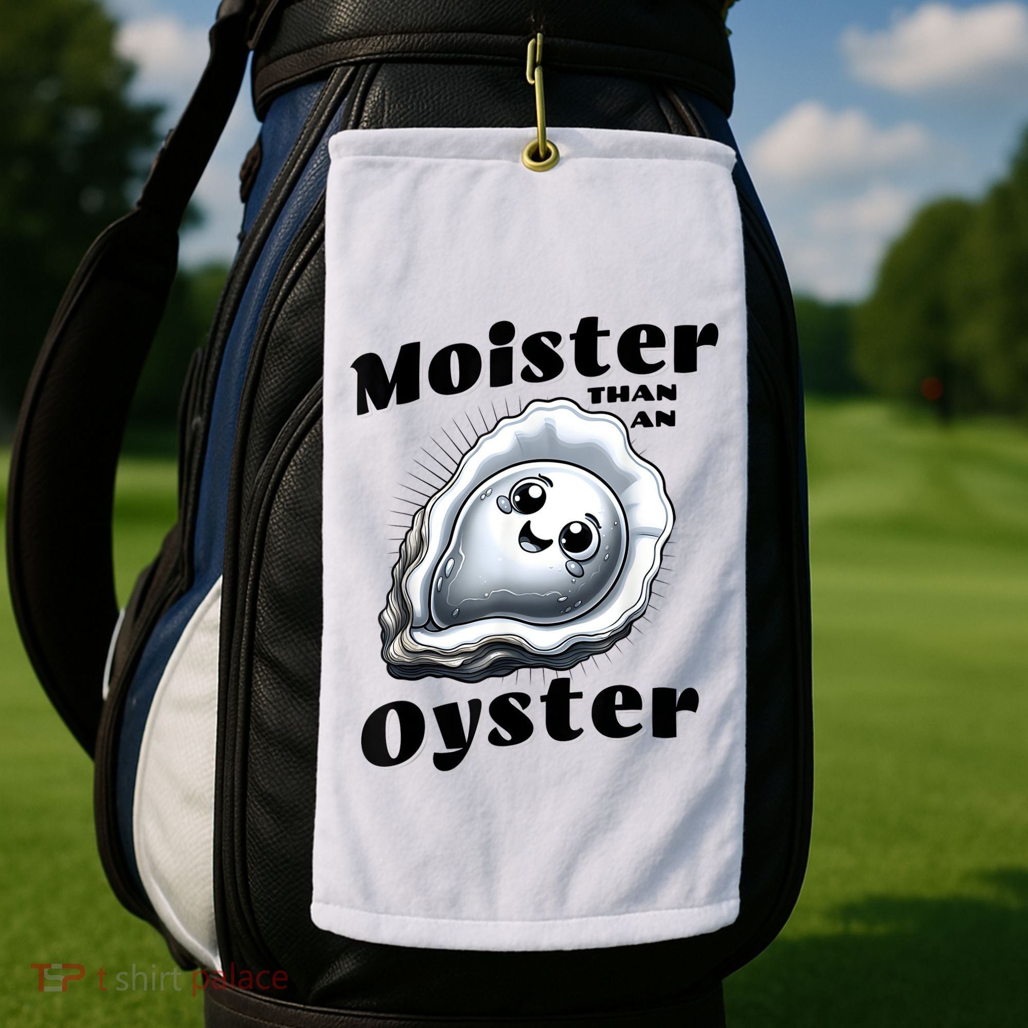 Moister Than An Oyster Funny Shucking Shellfish Seafood Golf Towel