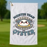 Moister Than An Oyster Funny Shucking Shellfish Seafood Golf Towel thumb 1