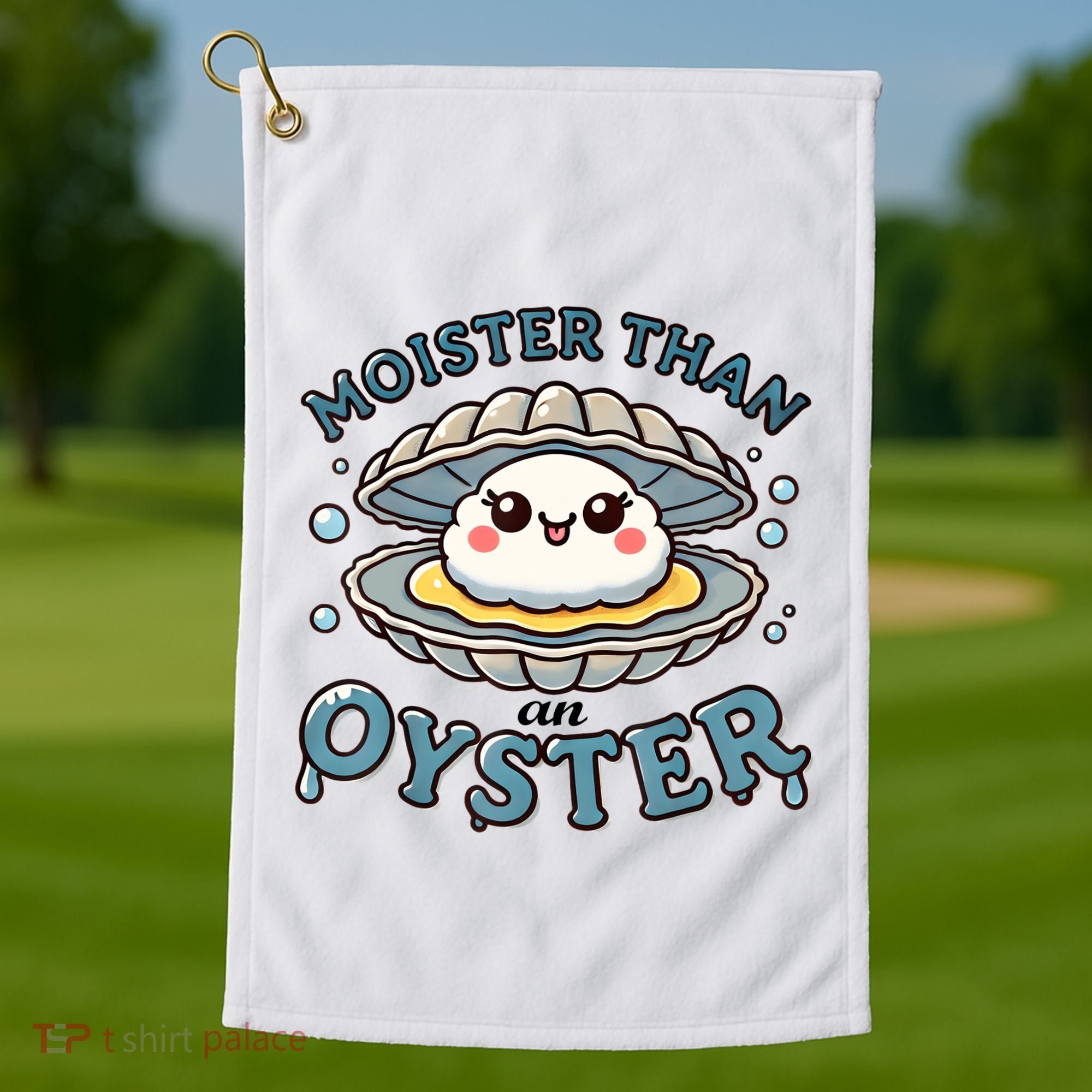 Moister Than An Oyster Funny Shucking Shellfish Seafood Golf Towel