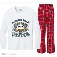 Moister Than An Oyster Funny Shucking Shellfish Seafood Kids Long Sleeve Plaid Pajama Set thumb 0