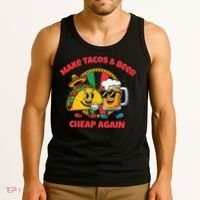 Make Tacos And Beer Cheap Again Funny Political Fiesta Tank Top thumb 3
