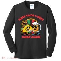 Make Tacos And Beer Cheap Again Funny Political Fiesta Kids Long Sleeve Shirt thumb 0