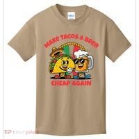 Make Tacos And Beer Cheap Again Funny Political Fiesta Kids T-Shirt thumb 0